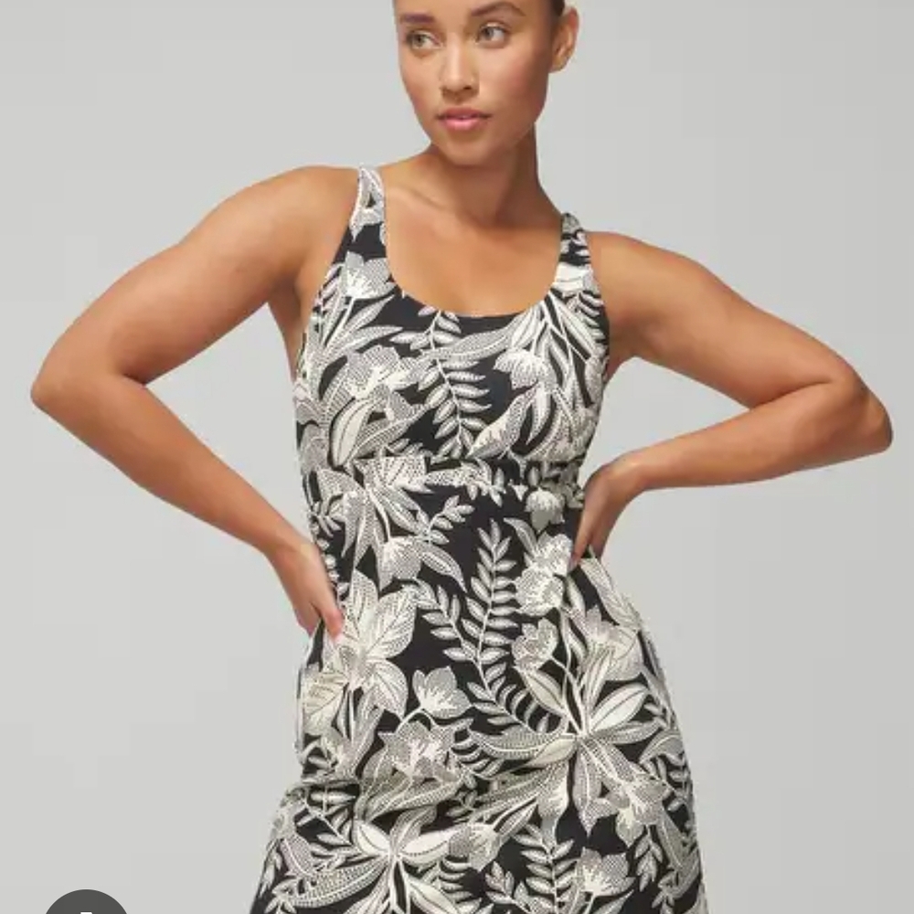 Soma Black and White Swim Coverup with Tropical Print